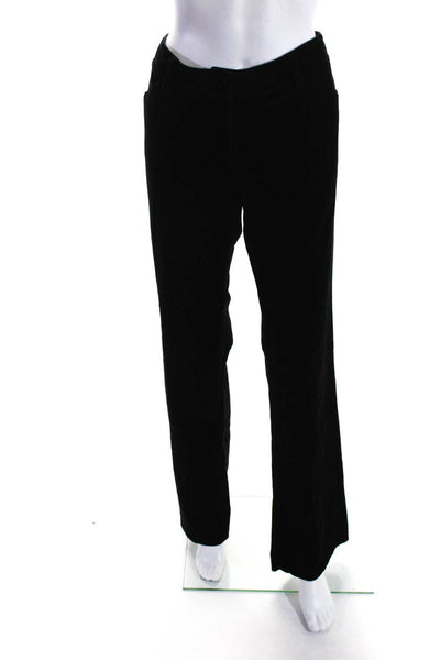 Theory Womens Velvet High Rise Wide Leg Pants Caviar Black Cotton Size 12