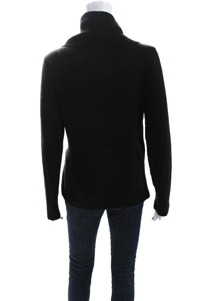 Malo Womens Linen Long Sleeves V Neck Ruched Tee Shirt Black Size EUR 46