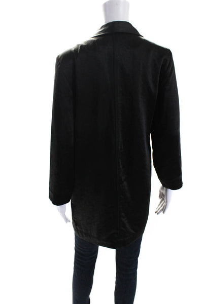 Lilla P Womens Collared Long Sleeve Open Front Blouse Cardigan Black Size XS