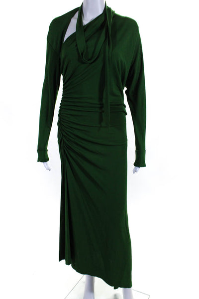 Victoria Beckham Womens Green Cold Shoulder Long Sleeve Gown Dress Size 8