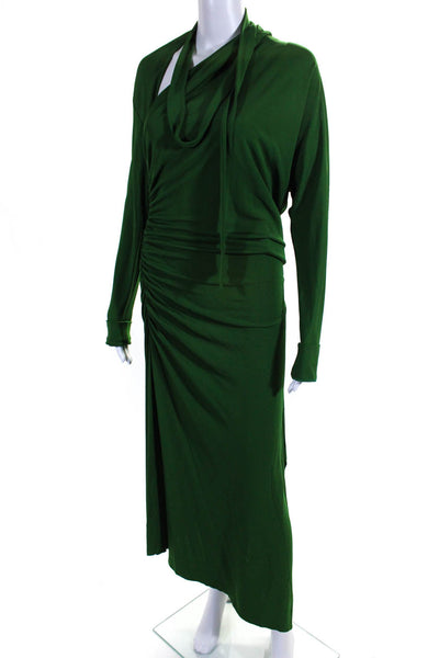 Victoria Beckham Womens Green Cold Shoulder Long Sleeve Gown Dress Size 8