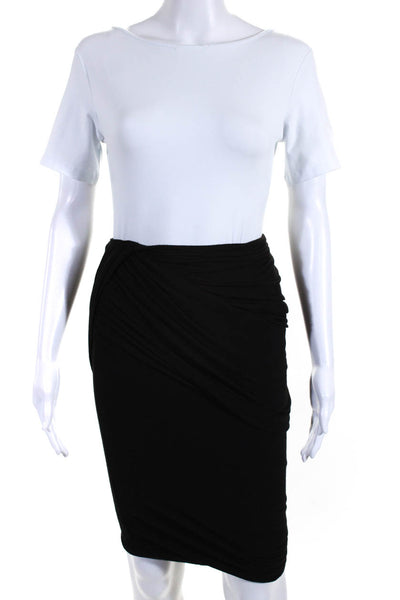 Donna Karan New York Womens Black Ruched High Low Skirt Size M