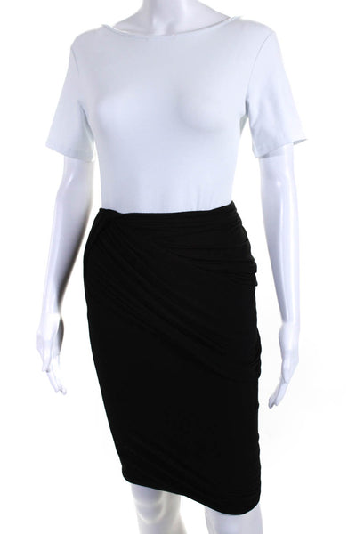 Donna Karan New York Womens Black Ruched High Low Skirt Size M