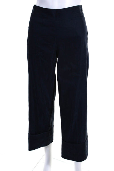 D Exterior Womens Cuffed Wide Leg High Rise Pants Navy Blue Size EUR 42