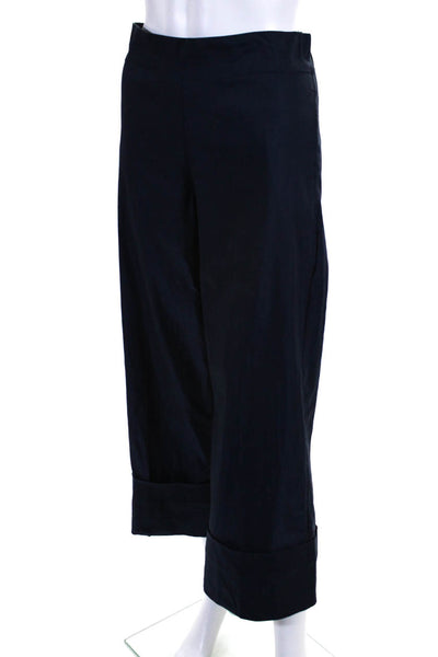 D Exterior Womens Cuffed Wide Leg High Rise Pants Navy Blue Size EUR 42