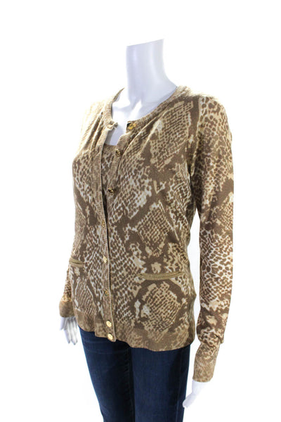 Escada For Neiman Marcus Womens Brown Wool Printed Cardigan Tank Top Set Size 34