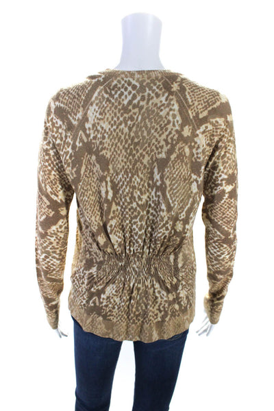 Escada For Neiman Marcus Womens Brown Wool Printed Cardigan Tank Top Set Size 34