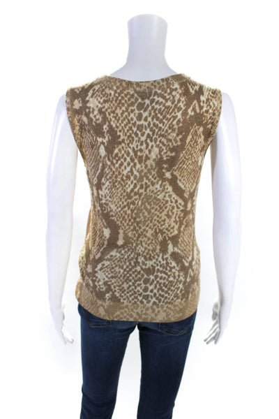 Escada For Neiman Marcus Womens Brown Wool Printed Cardigan Tank Top Set Size 34