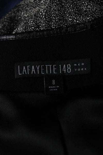 Lafayette 148 New York Womens Contrast Panel Full Zipper Jacket Black Size 8