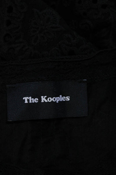 The Kooples Womens Long Sleeve Embroidered Button Down A line Dress Black Size 2