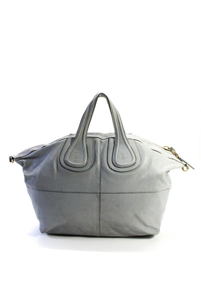 Givenchy Womens Leather Zip Up Nightingale Gray Large Shoulder Bag Handbag