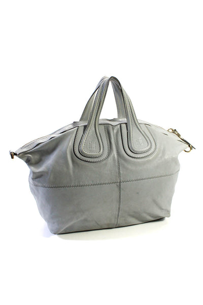 Givenchy Womens Leather Zip Up Nightingale Gray Large Shoulder Bag Handbag