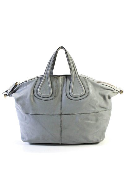 Givenchy Womens Leather Zip Up Nightingale Gray Large Shoulder Bag Handbag