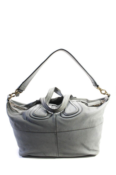 Givenchy Womens Leather Zip Up Nightingale Gray Large Shoulder Bag Handbag