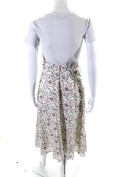 Place Nationale Womens Cotton Floral Zip Up High Rise A-Line Skirt White Size 1