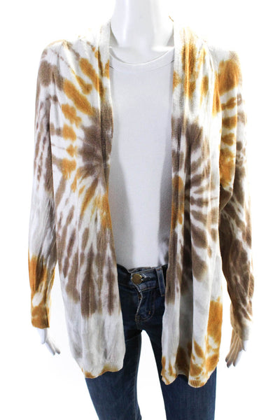 Johanna Paris Womens Knit Tie Dye Open Front Cardigan Sweater White Size 2