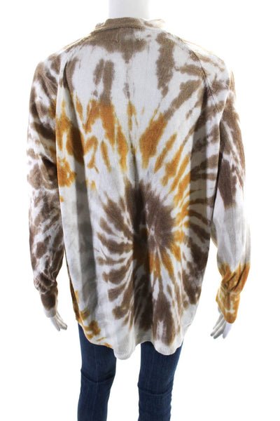 Johanna Paris Womens Knit Tie Dye Open Front Cardigan Sweater White Size 2