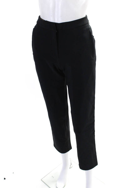 Lululemon Womens Zipper Fly Mid Rise Pleated Straight Leg Pants Black Size 4