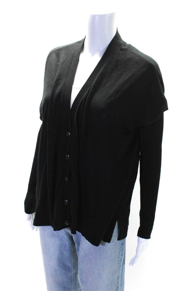 ATM Women's Long Sleeves Round Neck Cardigan Sweater Black Size S