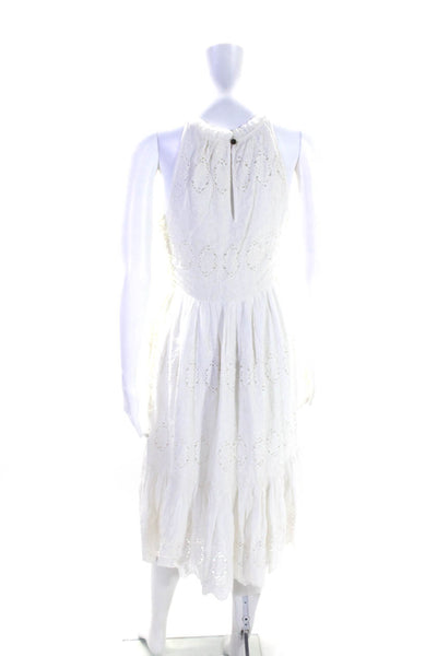 Maeve Anthropologie Women's Sleeveless Eyelet Tiered Midi Dress White Size 0