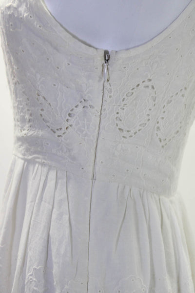 Maeve Anthropologie Women's Sleeveless Eyelet Tiered Midi Dress White Size 0