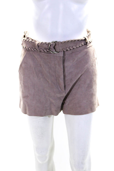 Elizabeth and James Womens Suede Whipstitch Belted Shorts Beige Pink Size 4