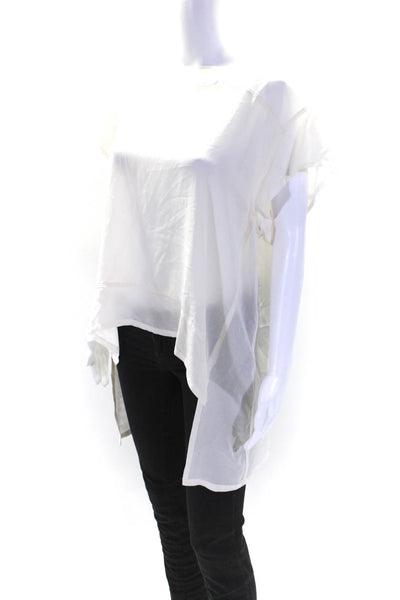 Maurizio Womens Silk Short Sleeves Asymmetrical Blouse White Size EUR 40