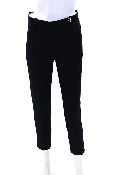 J Crew Women's Hook Closure Flat Front Straight Leg Dress Pant Navy Blue Size 0