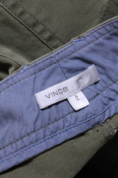 Vince Womens Cotton Chino Zip Up Mid Rise Capris Pants Chinos Green Size 2