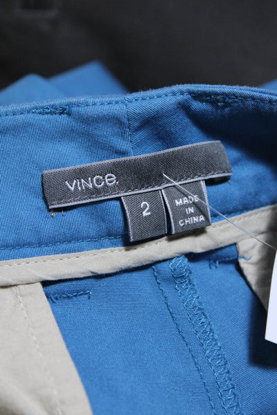 Vince Womens Cotton Twill Mid Rise Zip Up Chinos Walking Shorts Blue Size 2