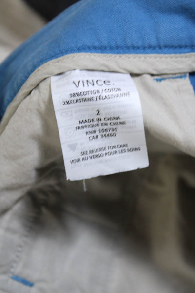 Vince Womens Cotton Twill Mid Rise Zip Up Chinos Walking Shorts Blue Size 2