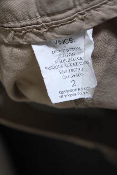 Vince Womens Cotton Twill Mid Rise Zip Up Chinos Walking Shorts Beige Size 2