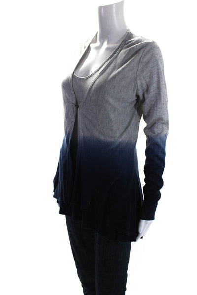 Elie Tahari Womens Silk Ombre Scoop Neck Sweater Top Cardigan Set Gray Size S