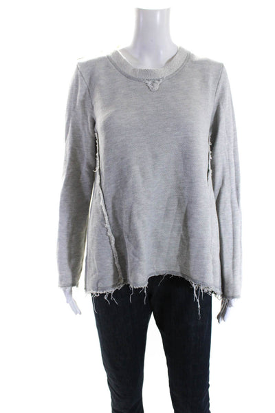 Nation LTD Womens Distressed Knit Crew Neck Pullover Sweatshirt Gray Size M