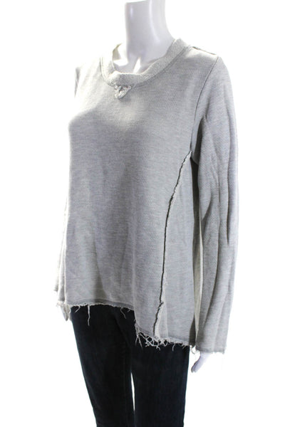 Nation LTD Womens Distressed Knit Crew Neck Pullover Sweatshirt Gray Size M