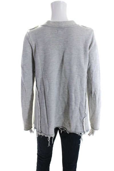 Nation LTD Womens Distressed Knit Crew Neck Pullover Sweatshirt Gray Size M