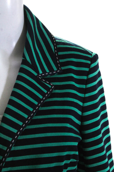 Laundry by Shelli Segal Womens Green Striped One Button 3/4 Sleeve Blazer Size10