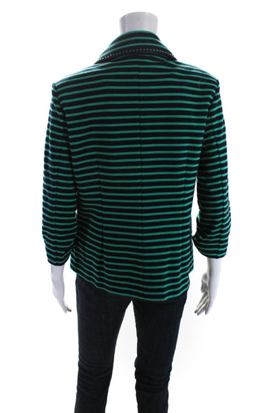 Laundry by Shelli Segal Womens Green Striped One Button 3/4 Sleeve Blazer Size10