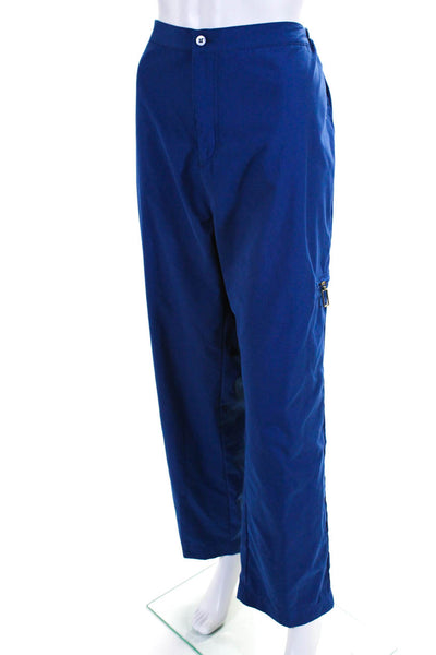 Norm Thompson Womens Two Tone Collared Zip Up Jacket Pants Set Blue Size L