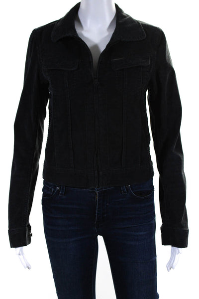 Maison Scotch Womens Collared Full Zip Corduroy Jacket Black Size 1