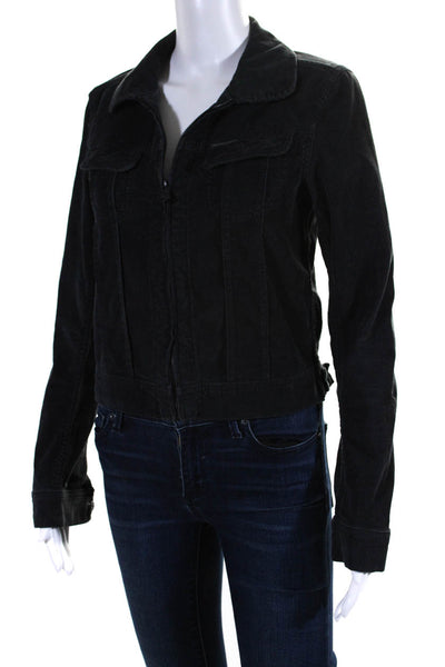 Maison Scotch Womens Collared Full Zip Corduroy Jacket Black Size 1