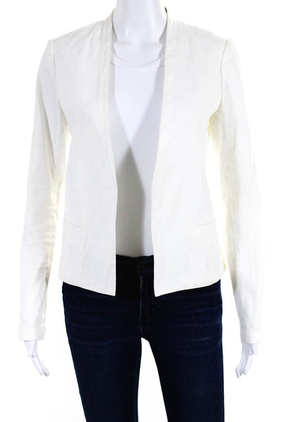 Theory Womens Long Sleeve Open Front Linen Light Jacket White Size 0