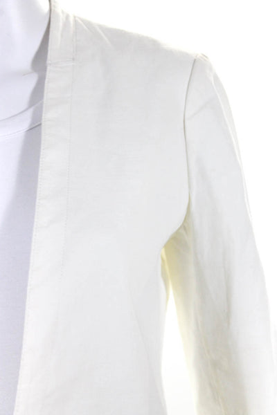 Theory Womens Long Sleeve Open Front Linen Light Jacket White Size 0