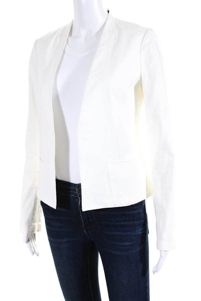 Theory Womens Long Sleeve Open Front Linen Light Jacket White Size 0