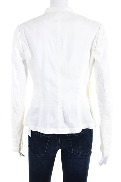 Theory Womens Long Sleeve Open Front Linen Light Jacket White Size 0