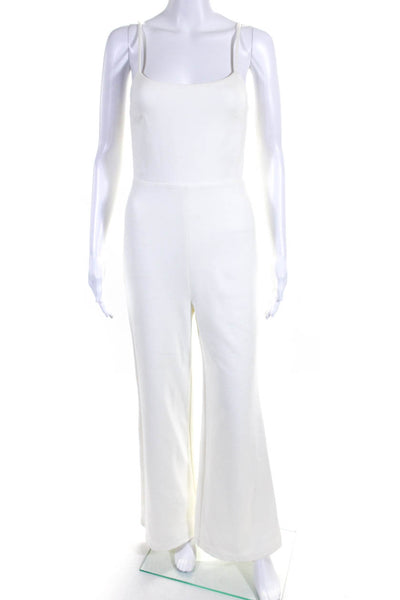 Lovers + Friends Womens Back Zip Spaghetti Strap Wide Leg Jumpsuit White Small