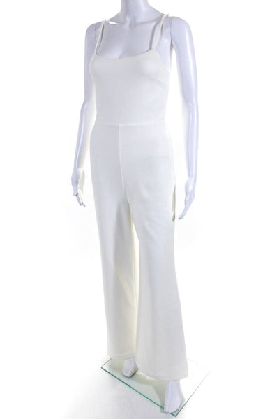 Lovers + Friends Womens Back Zip Spaghetti Strap Wide Leg Jumpsuit White Small