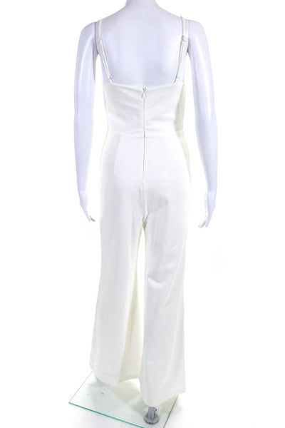 Lovers + Friends Womens Back Zip Spaghetti Strap Wide Leg Jumpsuit White Small