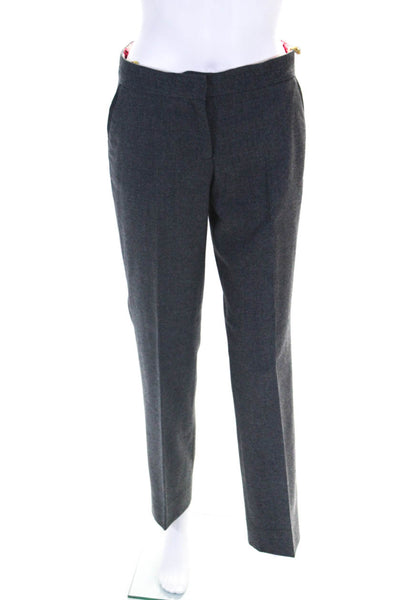 Ted Baker London Womens Wool Mid Rise Straight Leg Pants Trousers Gray Size 1