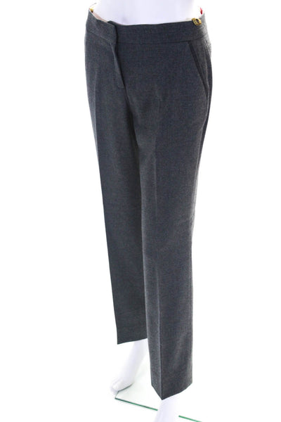 Ted Baker London Womens Wool Mid Rise Straight Leg Pants Trousers Gray Size 1